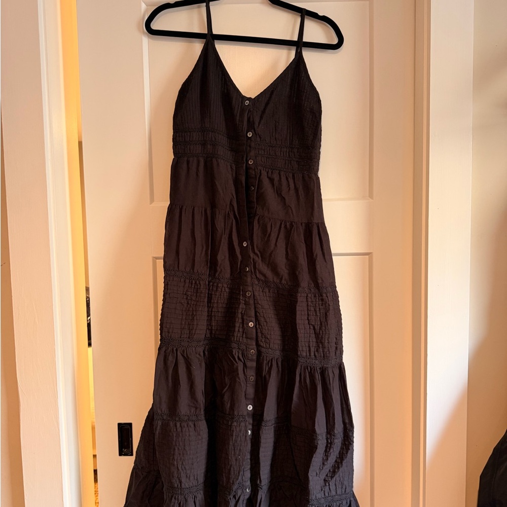 Spell Black Button-Down Maxi Dress